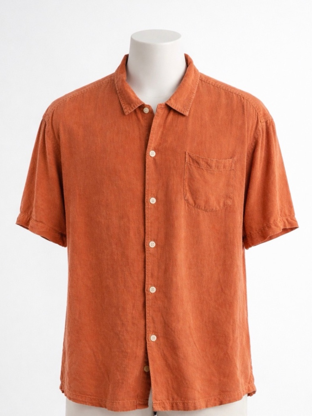 Tommy Bahama 100% Silk Short-Sleeve Button-Down Shirt in Burnt Orange